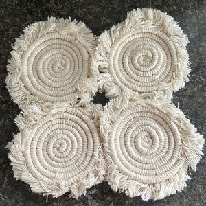 Etsy Handmade Macrame Coasters with Fringe x4